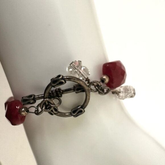 red aventurine and silver beaded bracelet - Picture 5 of 11